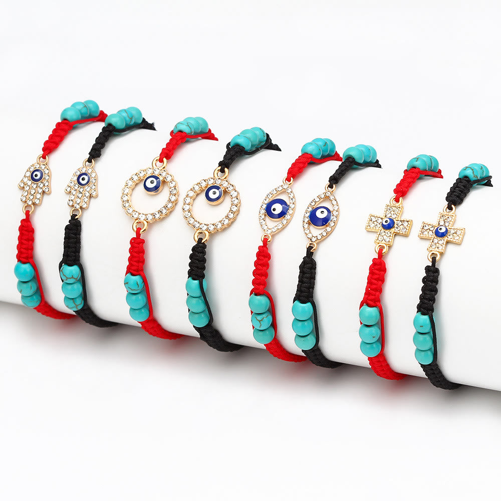 Olivenorma Turquoise White Zircon Evil Eye Braided Adjustable Bracelet - image 20