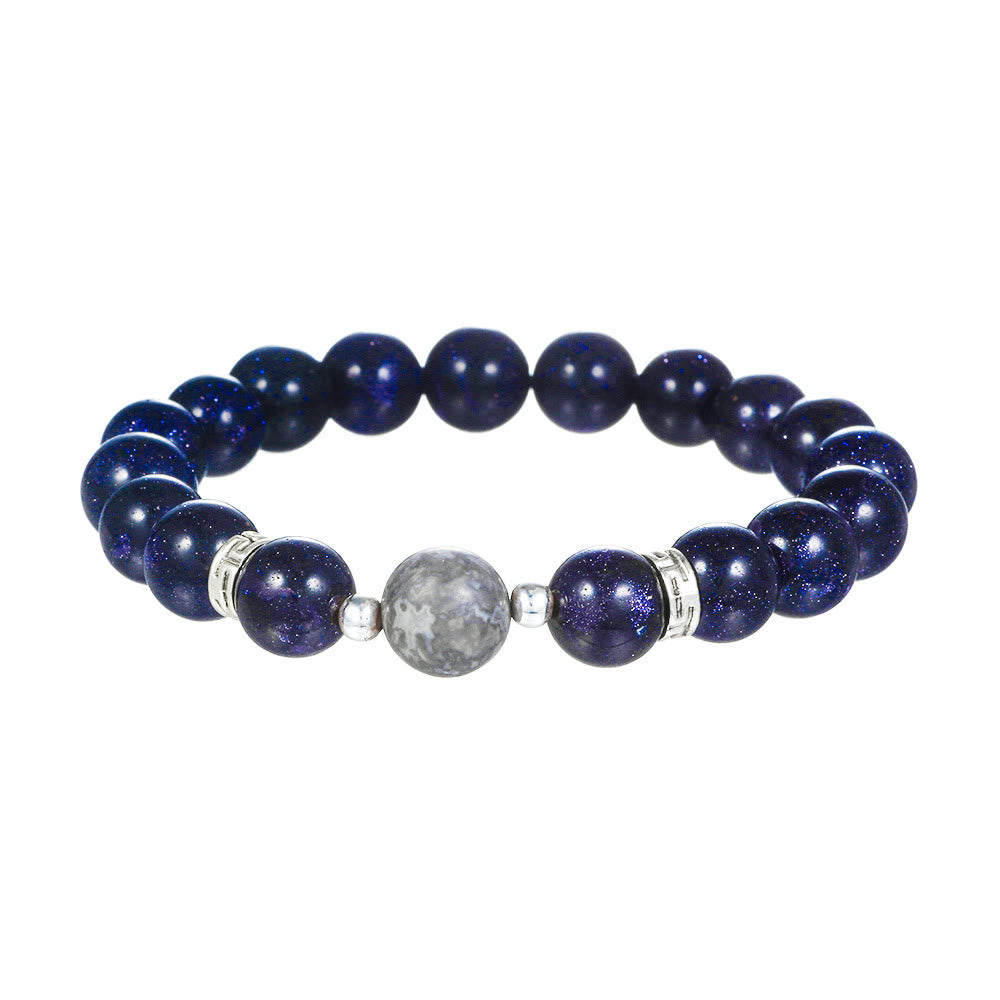 Olivenorma Blue Sandstone Obsidian 6mm Beaded Star and Moon Bracelet - Blue Sandstone - image 2