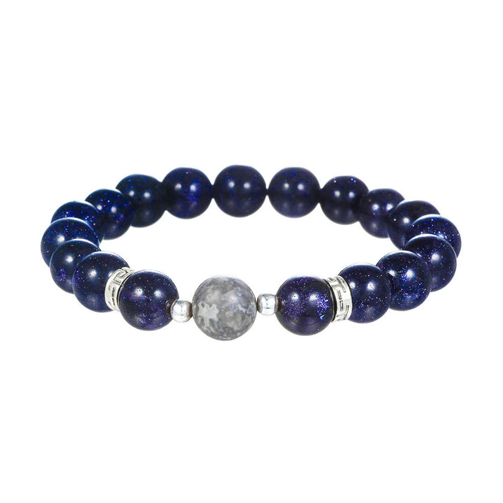 Olivenorma Blue Sandstone Obsidian 6mm Beaded Star and Moon Bracelet - Blue Sandstone - image 2