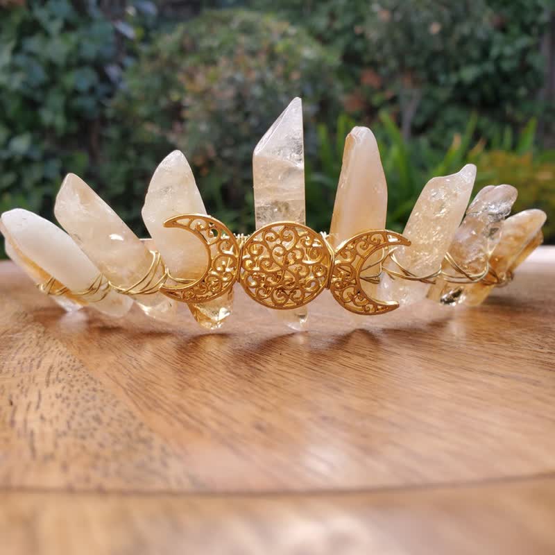 Olivenorma Citrine Crown with Gold Moon Phase Crystal Crown - image 6