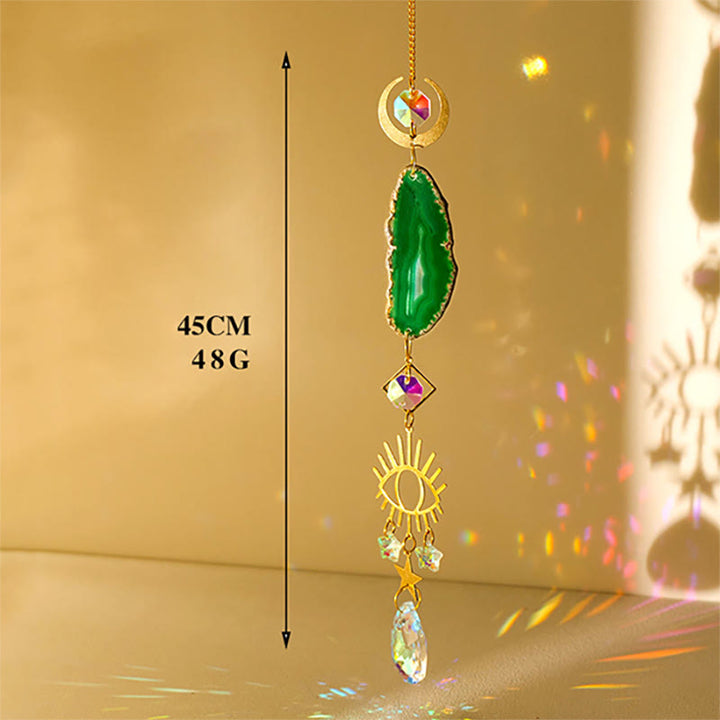 Olivenorma Natural Crystal Agate Chip Suncatcher Wind Chime  - Green Aventurine - image 9