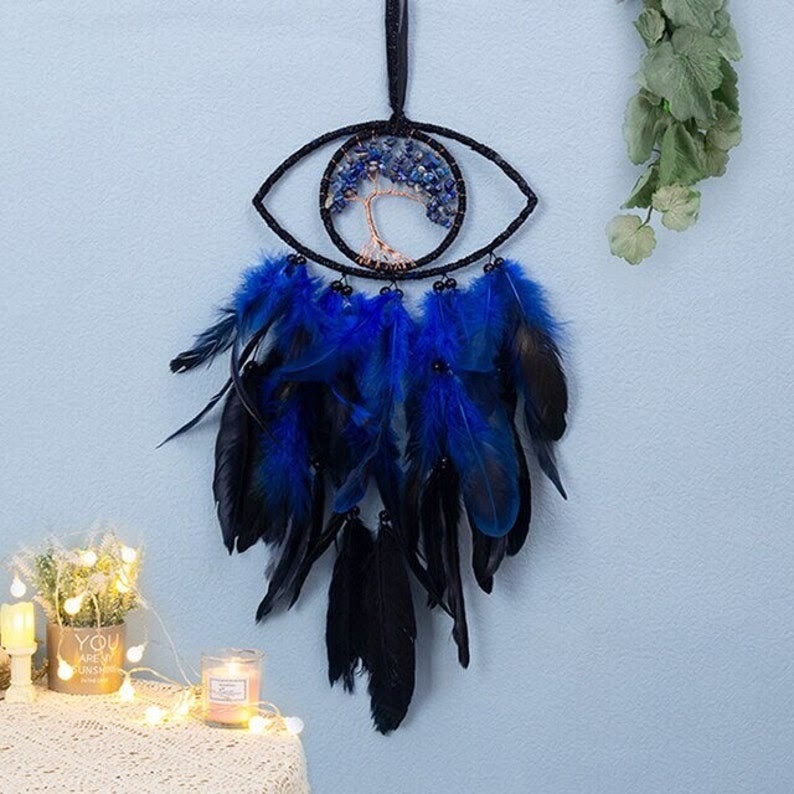 Olivenorma Sodalite Tree of Life Feather Dream Catcher - Blue Sodalite Tree Of Life - image 0