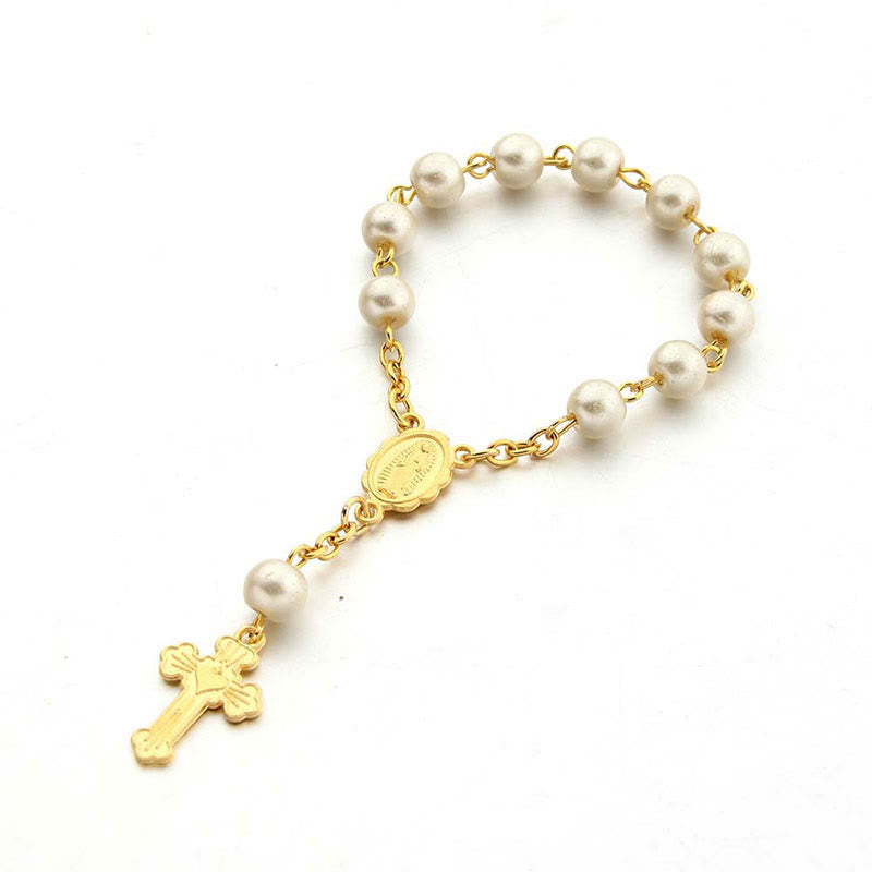 Olivenorma Pearl Cross Virgin Mary Rosary Bracelet - Heart Cross - image 14