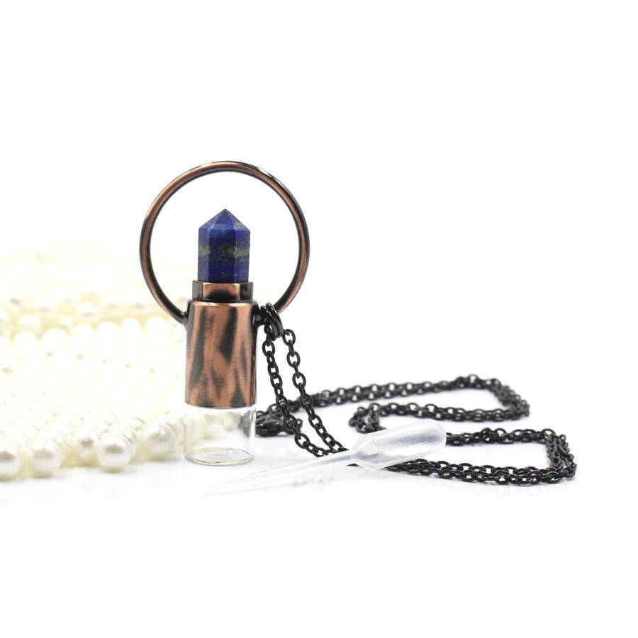 Olivenorma Natural Crystal Prismatic Bullet Perfume Bottle Pendant - Lapis Lazuli - image 6