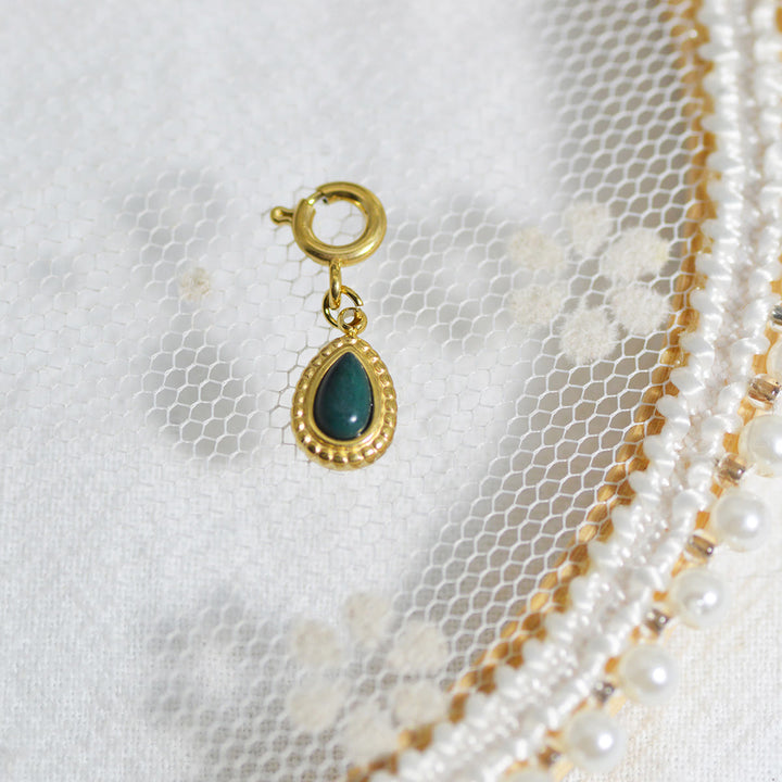 Olivenorma Geometric Round Or Water Drop Crystal Gold Pendant Necklace - Green Aventurine - Necklace #5 - image 36