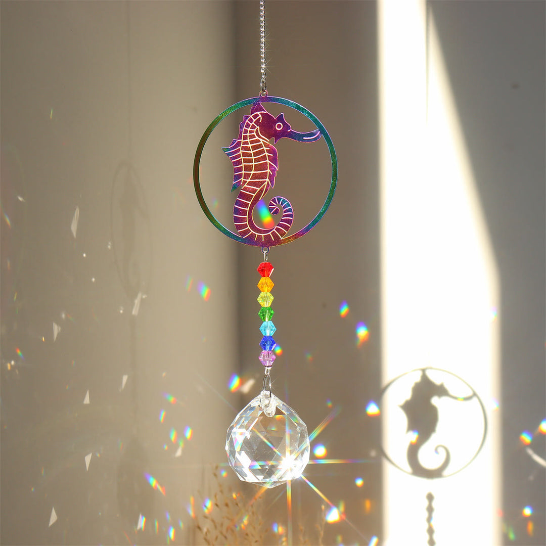 Olivenorma Clear Crystal Hanging Chakra Beads Wind Chime Suncatcher - Color Seahorse - image 2