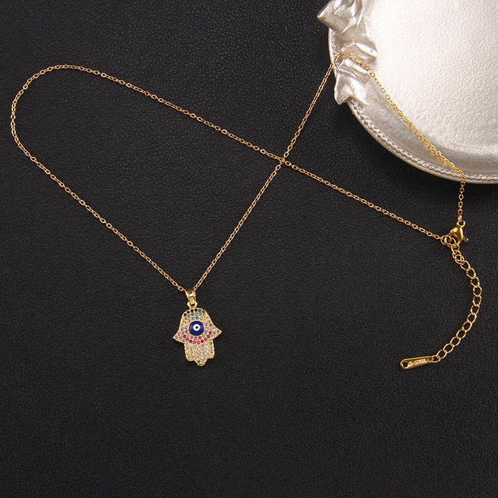 Olivenorma "Good Fortune" Hamsa With Evil Eye Necklace  - Colourful Hamsa & Evil Eye - image 12