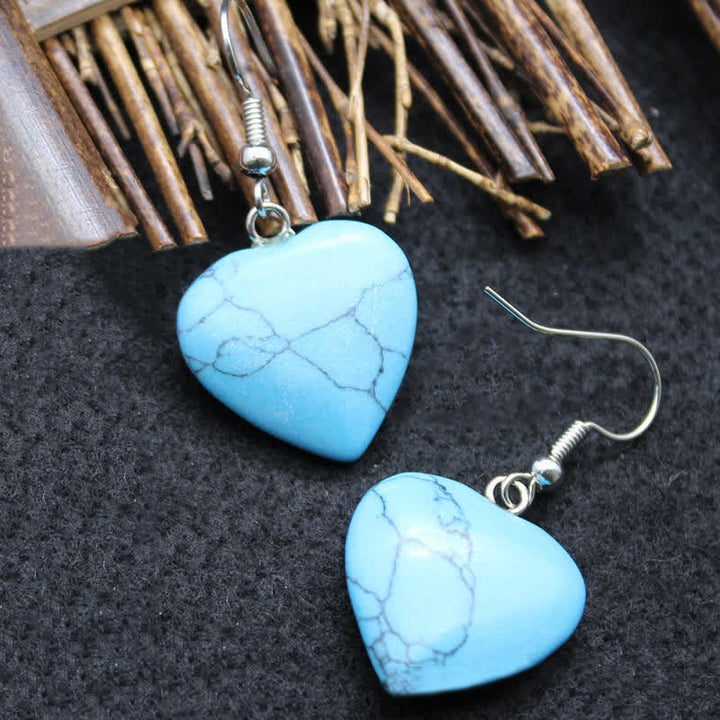 Natural Crystal Heart Healing Earrings - Turquoise - image 16