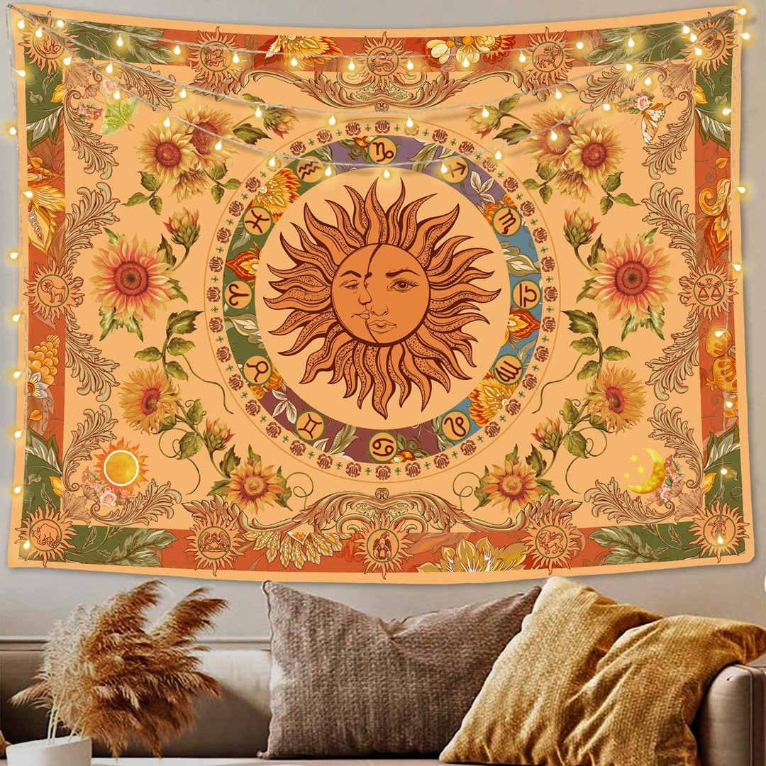 Olivenorma Yellow Orange Sun And Moon Sunflower Tapestry - 150*230cm - image 0