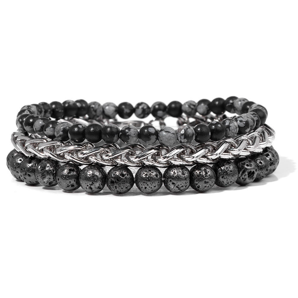 Olivenorma "Peace And Calm" Black Lave Stone Bracelet Set - Black Lave Stone - image 0