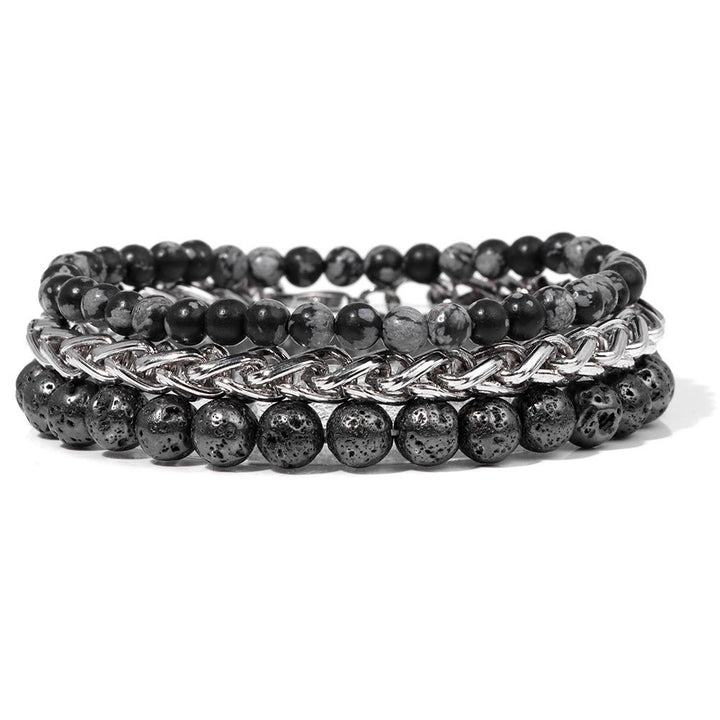 Olivenorma "Peace And Calm" Black Lave Stone Bracelet Set - Black Lave Stone - image 0