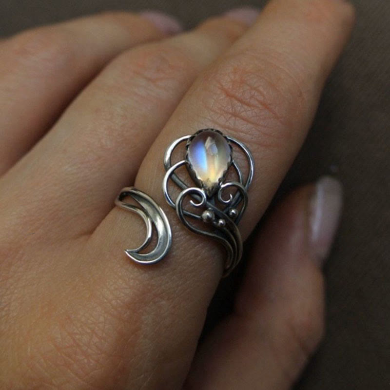 Olivenorma Drop Shaped Moonstone Witch Ring - image 1