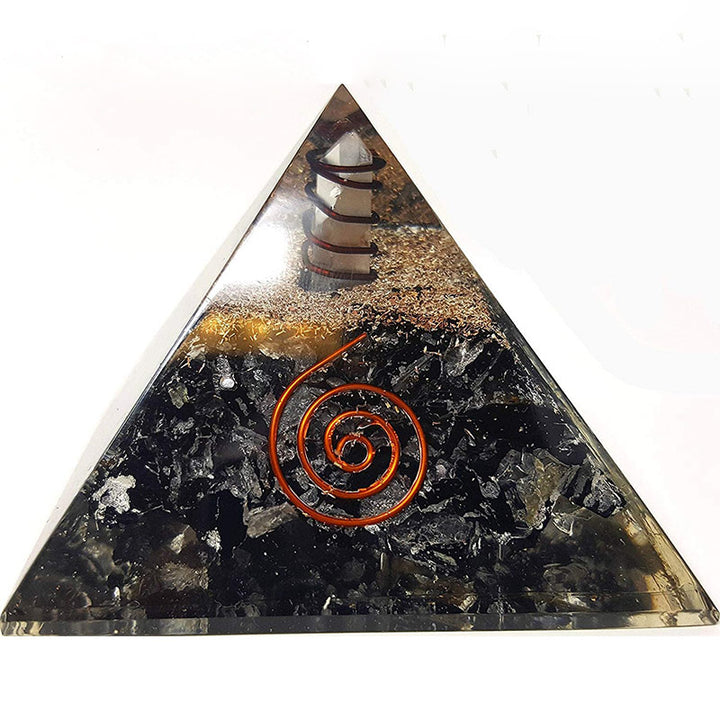 Olivenorma Black Tourmaline with Clear Crystal Mental Balance Orgone Pyramid - image 4