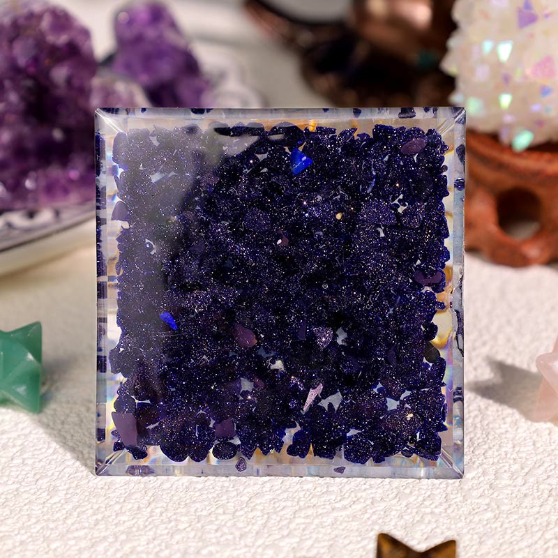 Olivenorma Clear Crystal Aquamarine Eye Of Horus Orgone Pyramid - image 4