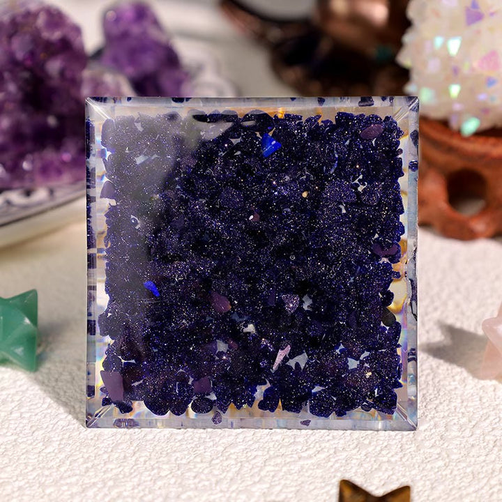 Olivenorma Clear Crystal Aquamarine Eye Of Horus Orgone Pyramid - image 4