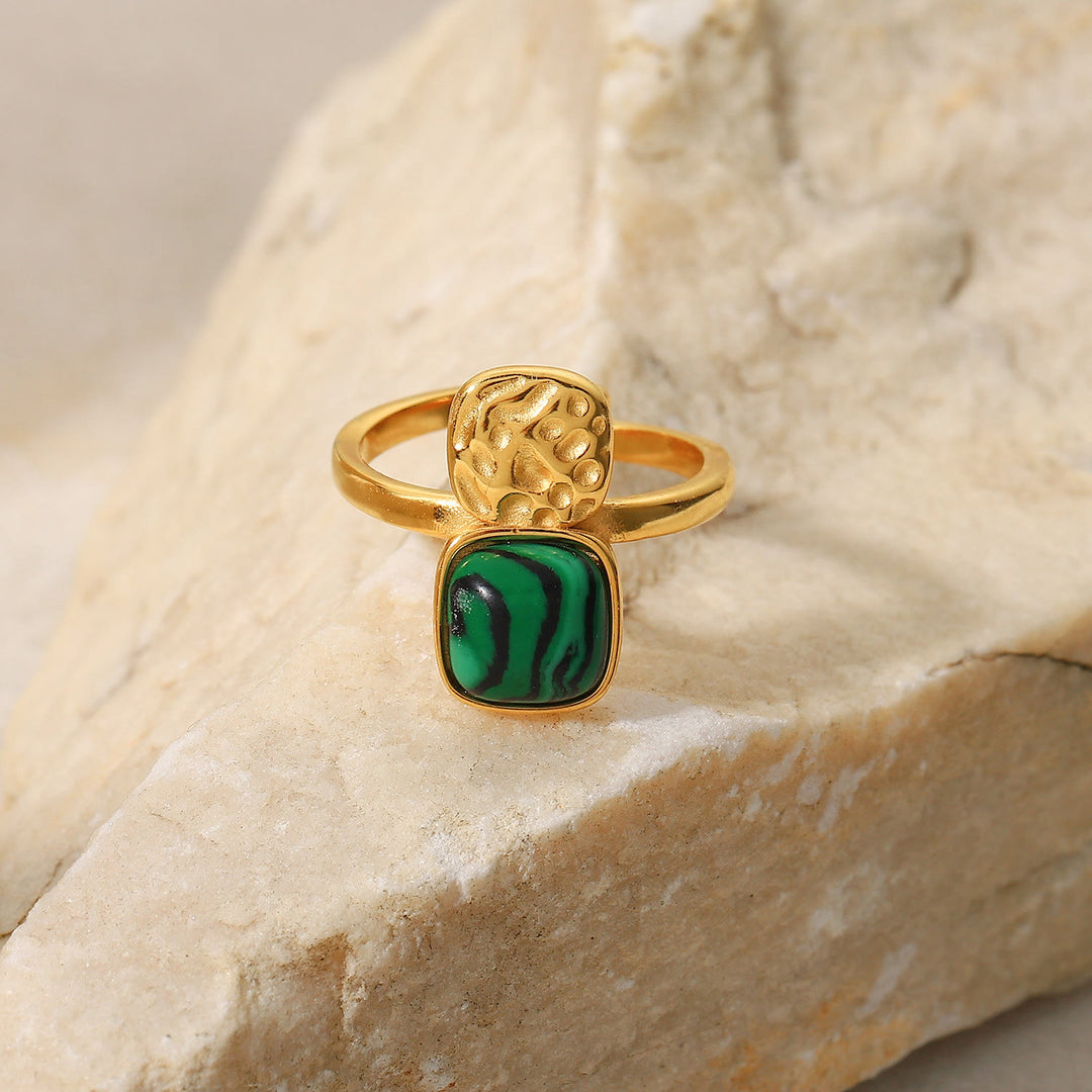 Olivenorma Gold Green Natural Malachite Open Ring Set - image 12