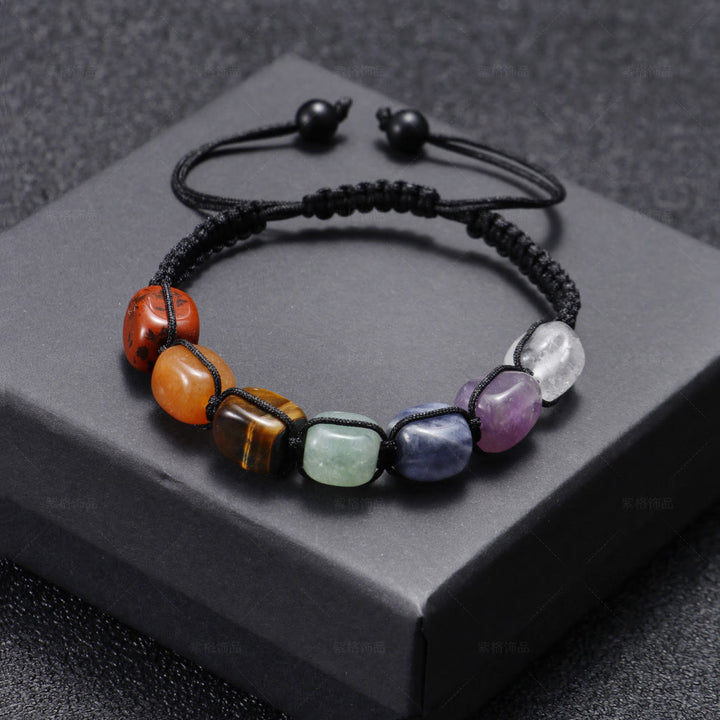 Olivenorma 7 Chakra Crystal Gemstone Bead Braided Wrap Men Bracelet  - image 4