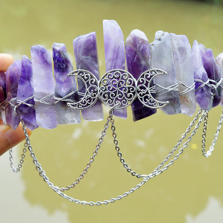 Olivenorma Cresent Moon Goddess Natural Crystal Crown - Amethyst#1 - image 36