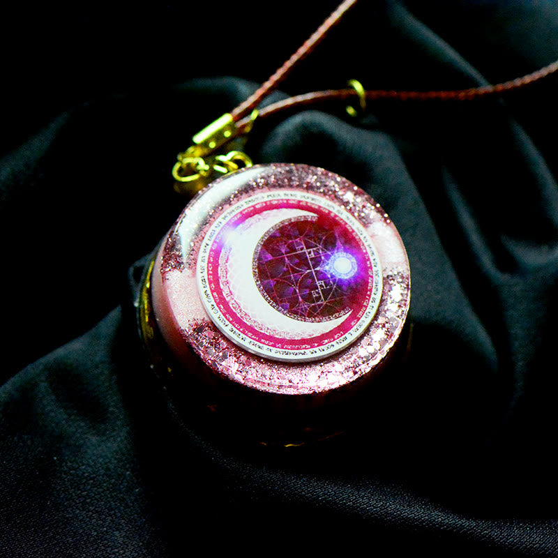 Olivenorma Moonlight Streamer Moon Phase Pink Pendant Orgone Necklace - Orgone Necklace - image 0