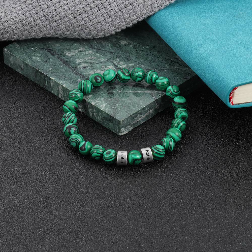 Olivenorma Natural Stone Engraving Personalized Beads Men Bracelet - image 49