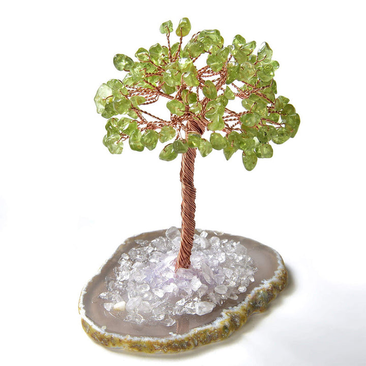 Olivenorma Peridot Natural Gemstone Feng Shui Tree with Agate Base - image 1