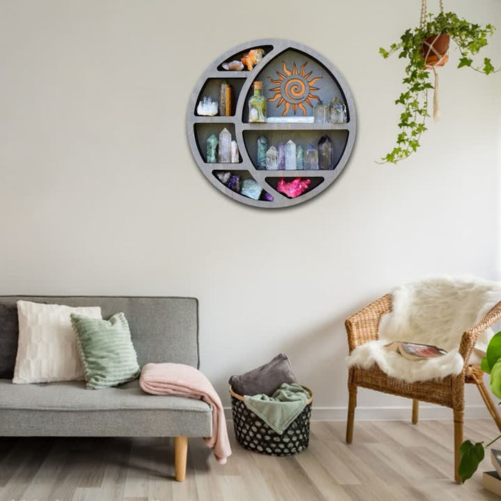 Olivenorma Round-shaped Crescent Moon & Sun Crystal Shelf - image 3