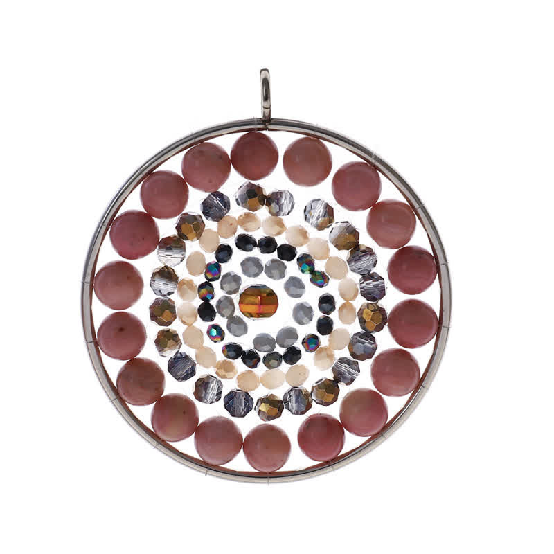Olivenorma Datura Flower Round Pendant Crystal Necklace - Rhodochrosite - image 27