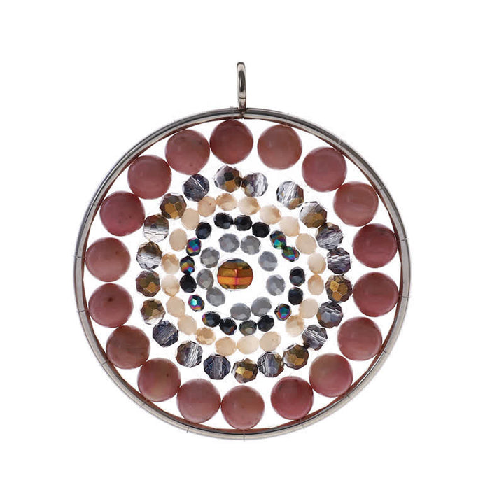 Olivenorma Datura Flower Round Pendant Crystal Necklace - Rhodochrosite - image 27