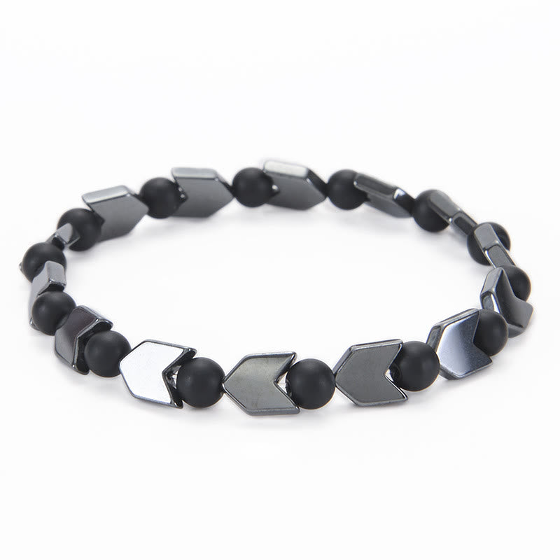 Olivenorma Arrow Hematite Tiger Eye Beaded Men Bracelet - Black Onyx&Hematite - image 5