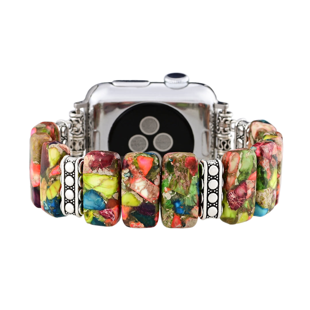 Olivenorma Rectangular Oyster Turquoise Beaded Elastic Cord Apple Watch Strap - image 2