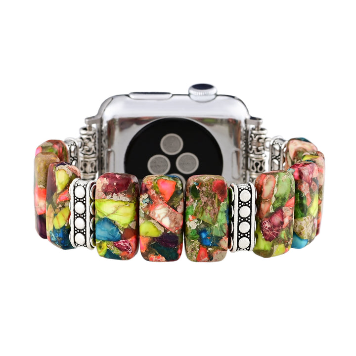 Olivenorma Rectangular Oyster Turquoise Beaded Elastic Cord Apple Watch Strap - image 2