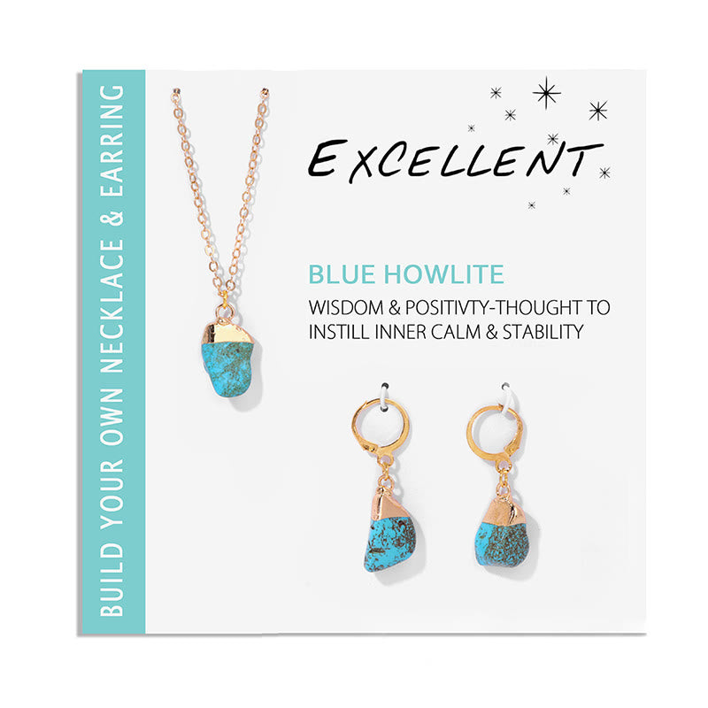 Olivenorma Natural Irregular Crystal Pendant Earrings Necklace Set - Turquoise - image 4