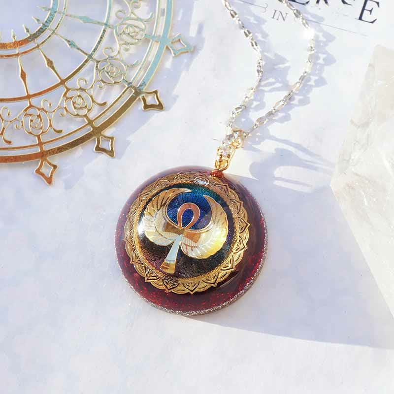 Olivenorma Garnet Lapis Lazuli Aquamarine Key Of Life Necklace - image 2