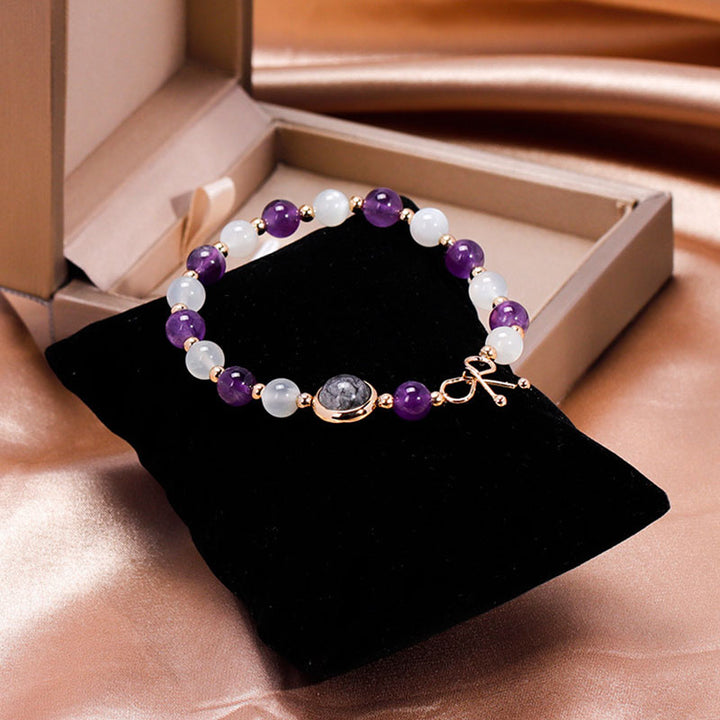 Amethyst With Moonstone Lucky Gemstone Bracelet - image 1