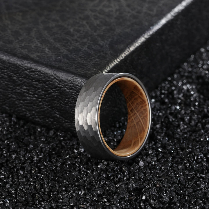 Olivenorma 8mm Tungsten Carbide Whiskey Barrel Wood Man Ring - image 3