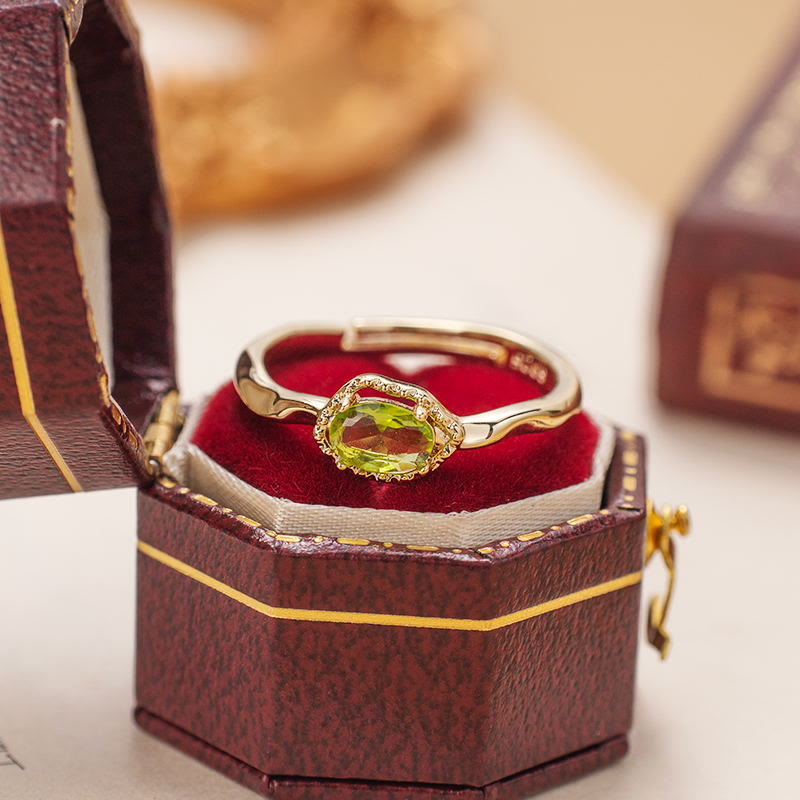 Olivenorma Peridot Irregular Simple S925 Gold Plated Ring - image 1