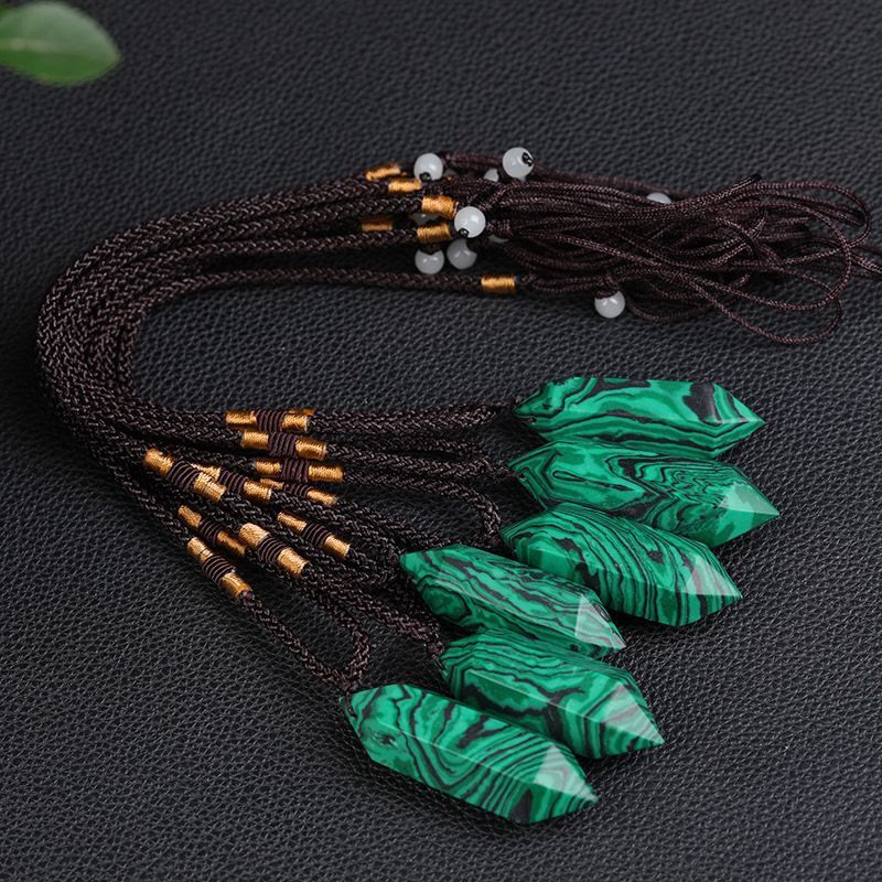 Olivenorma Natural Crystal Amethyst Healing Necklace - Malachite - image 21