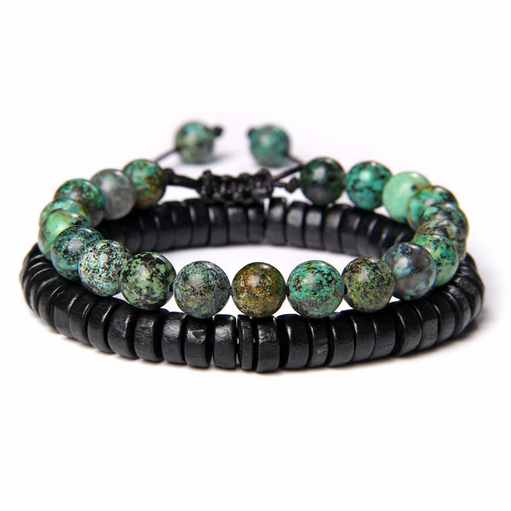 Olivenorma African Turquoise Snowflake Obsidian Double Beaded Bracelet - image 1
