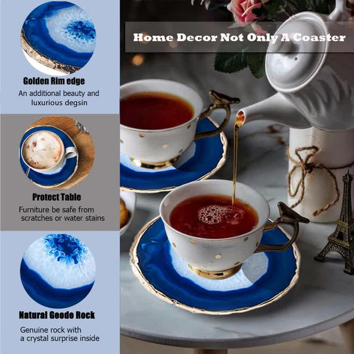 Olivenorma Blue Agate Coaster Gemstone Decoration - image 11
