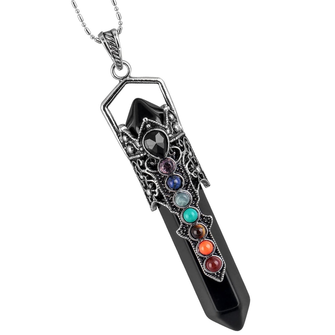 Olivenorma Hexagon Crystal Column Choker Pendant Necklace - Black Onyx - image 0