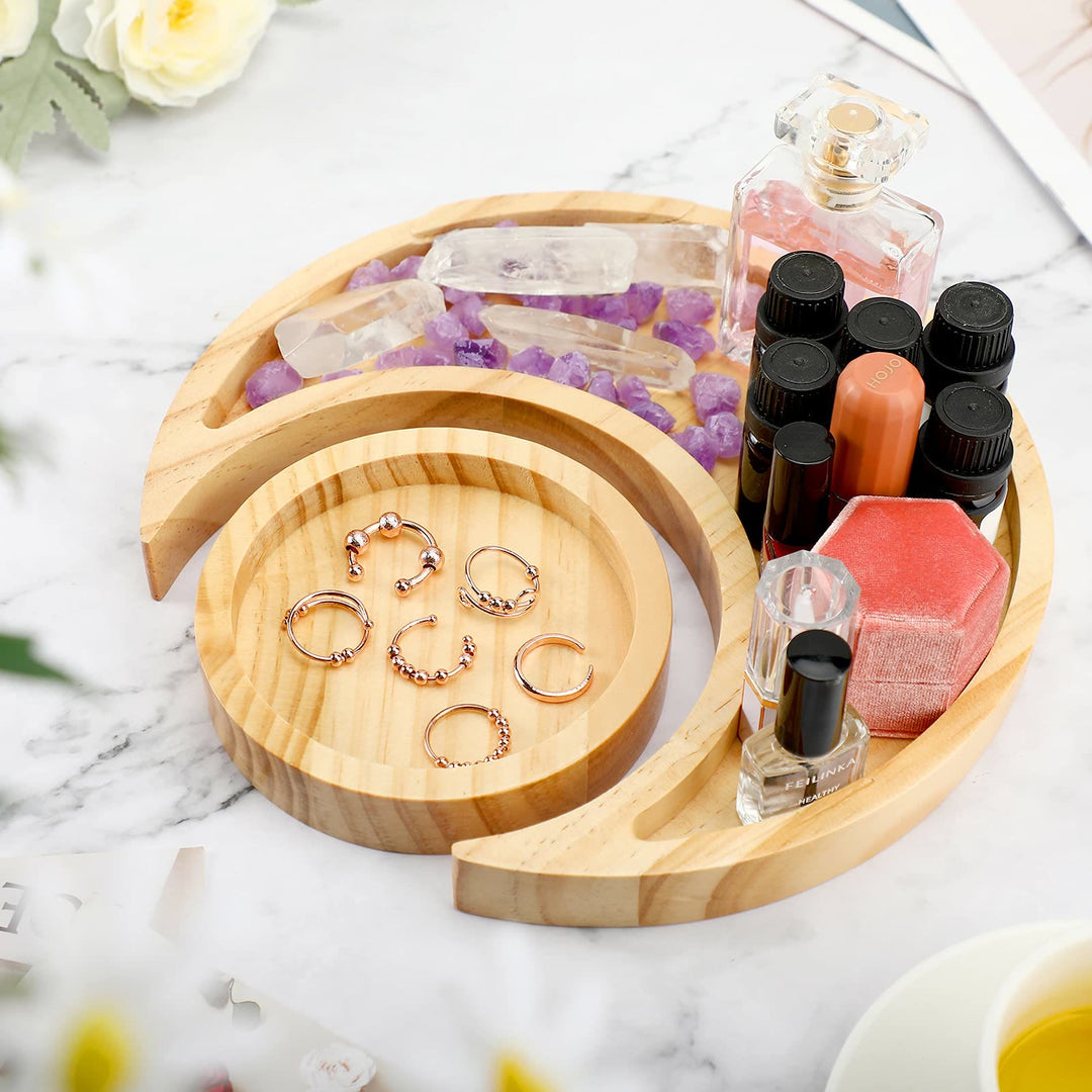 Olivenorma Wooden Sun Moon Tray Crystal Shelf Decoration - image 2