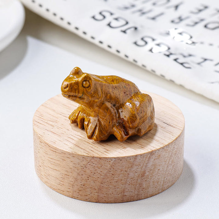 Olivenorma Natural Gemstone Carved Frog Statue Gemstone Decoration - Picture Jasper - image 23