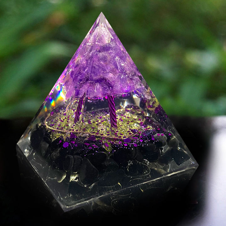 Olivenorma Amethyst Sphere With Obsidian Orgone Pyramid - 10*10cm - YES PLEASE $8 - image 0