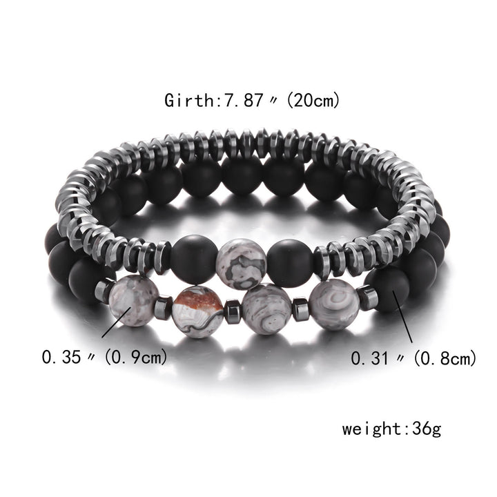 Olivenorma Gray Jasper Black Onyx Men Beaded Bracelet Set - image 4
