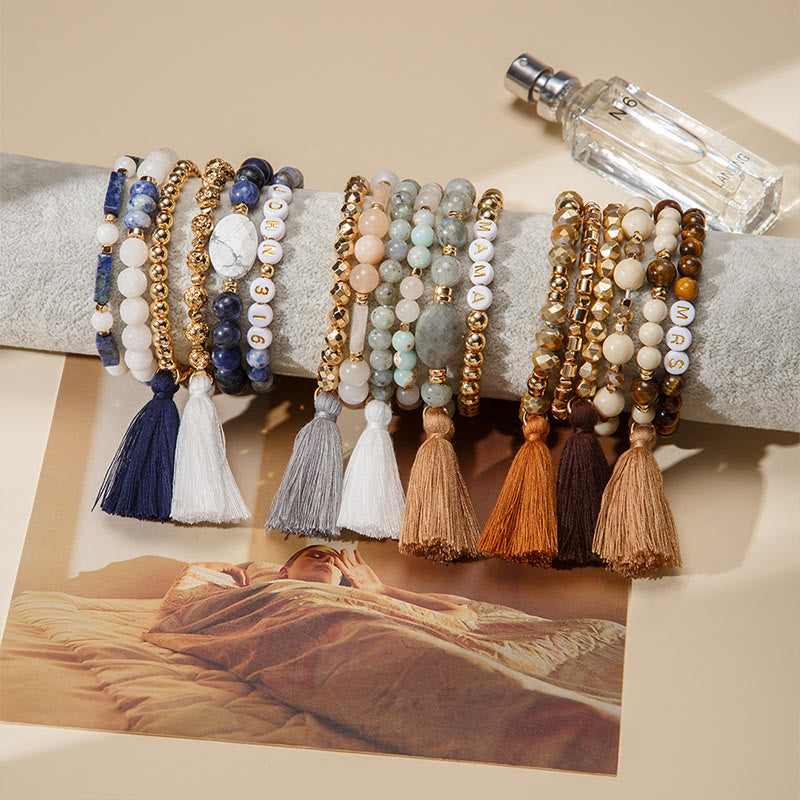 Olivenorma Set of 6 Engraved Natural Crystal Bracelets - image 37