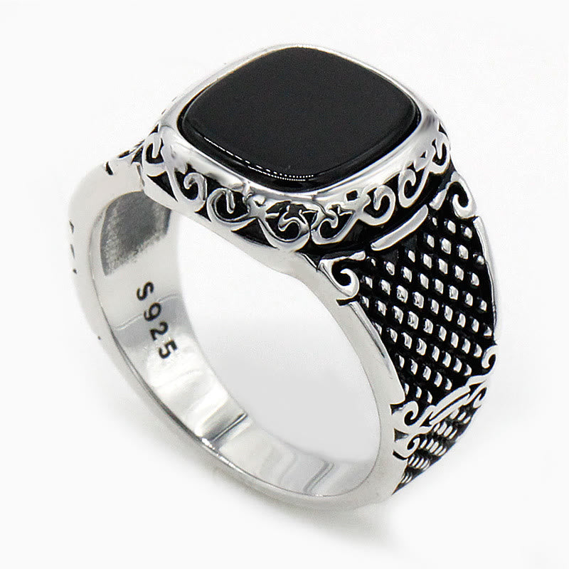 Olivenorma Black Onyx Men Silver Cool Gift Ring - image 6