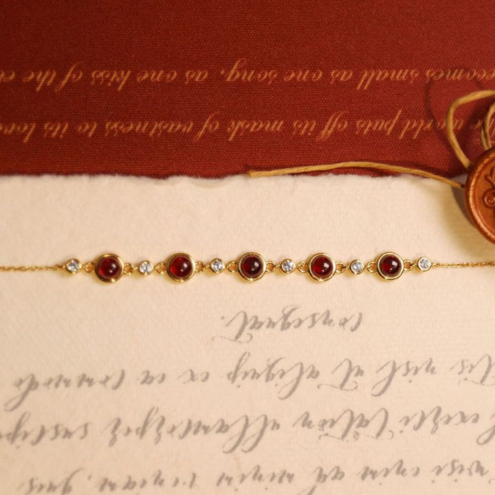Olivenorma Natural Garnet Good Luck Gold Bracelet - image 4