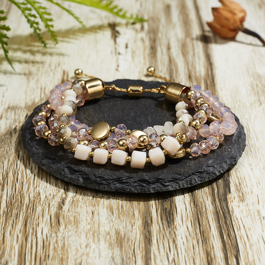 Olivenorma Colorful Natural Crystal Winding Multilayer Adjustable Bracelet  - Rose Quartz - image 3