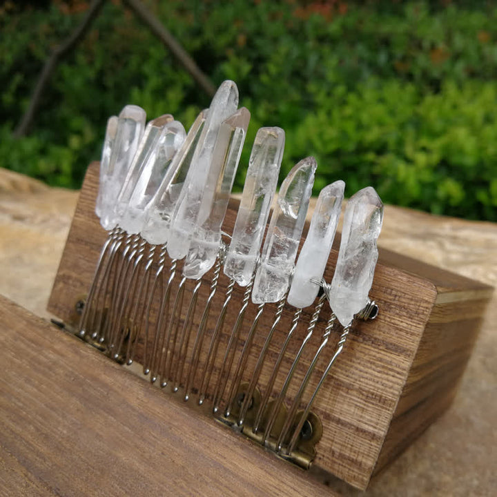 Natural Crystal U Shape Hair Comb Crystal Crown - image 5