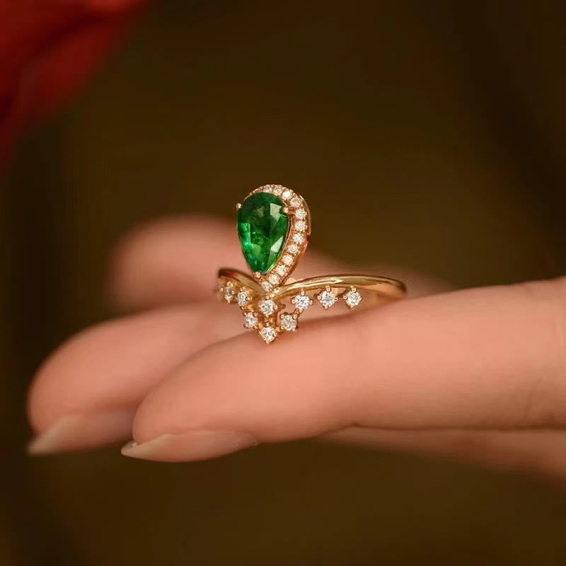 Olivenorma Dainty Emerald With Zircon Ring - image 1